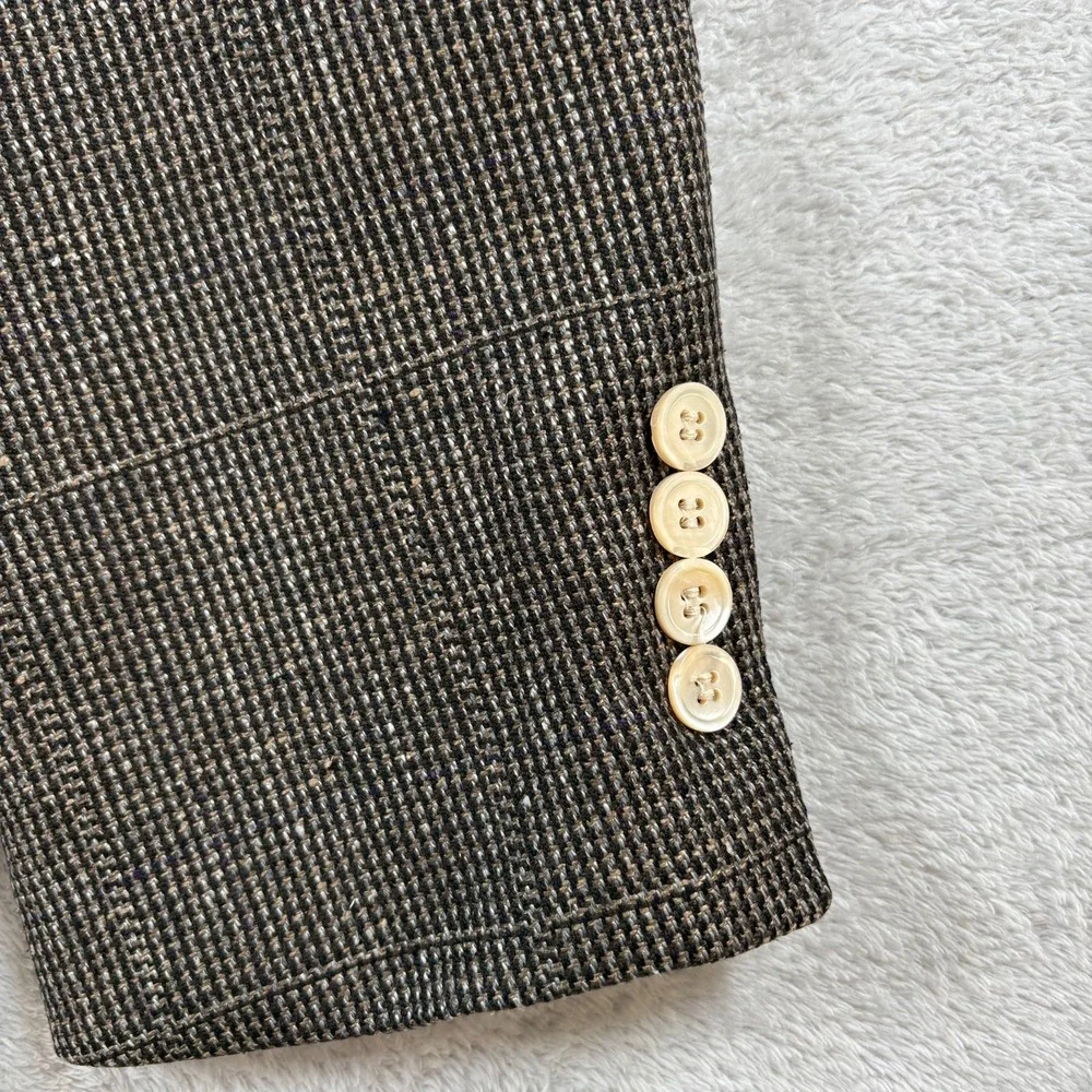 Vintage Bill Blass Brown‎ Tweed Sports Coat Mens 100% Silk Single Breasted